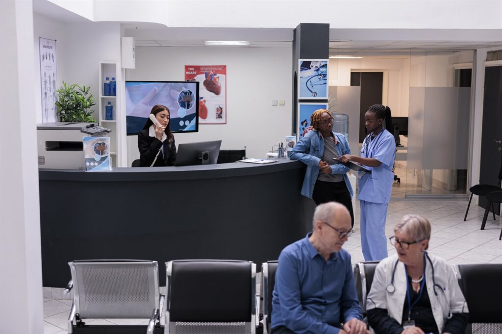 Patient coordination at the hospital reception desk