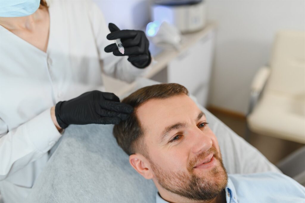 Haarlinienplanung vor einer Haartransplantation in der Klinik